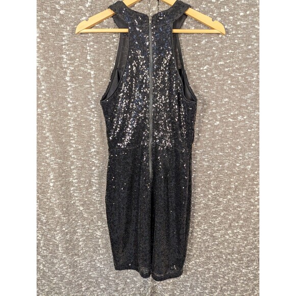 Vintage Guess‎ Halter Dress Black Sequins Cocktail Sheer Panels Size S - Picture 6 of 10